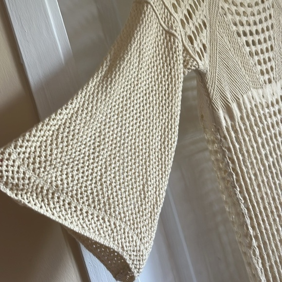 Bell Sleeve Open Knit Crochet sweater beach Dress Swim Coverup Boho cover-up - Picture 6 of 9